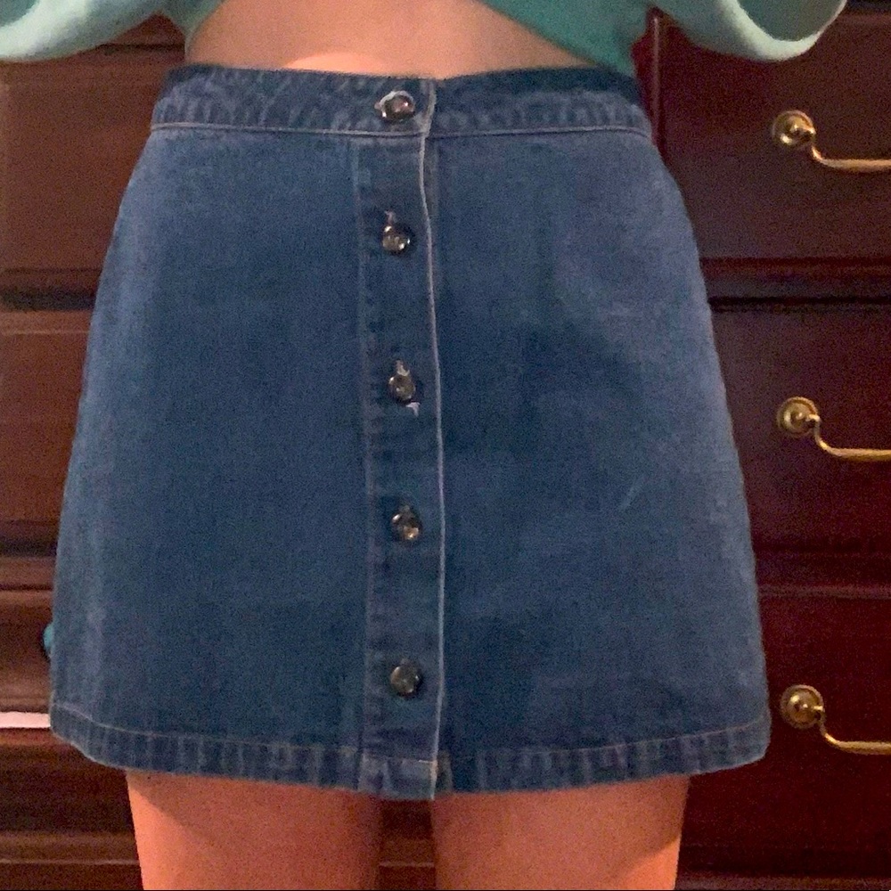 Button Up Denim Mini Skirt
